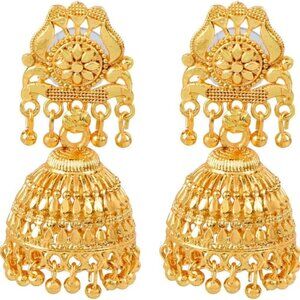 Indian Gold Tone Jewelry for Women Jhumka Earrings Bridal Fashion Party Wear
